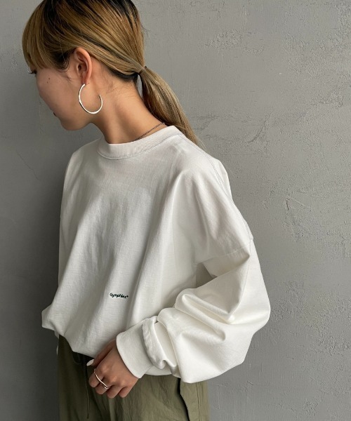 GYMPHLEX（ジムフレックス）の「[GYMPHLEX/ジムフレックス] ワンポイントロゴ刺繍 ヘビーウェイトクルーネックロンT（Tシャツ/カットソー・レディース・チャコールグレー/ライトグレー/ライトブルー/ネイビー/グレイッシュベージュ/オフホワイト・M/L/XS）」の17枚目の写真