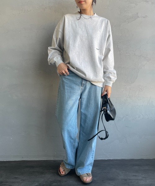 GYMPHLEX（ジムフレックス）の「[GYMPHLEX/ジムフレックス] ワンポイントロゴ刺繍 ヘビーウェイトクルーネックロンT（Tシャツ/カットソー・レディース・チャコールグレー/ライトグレー/ライトブルー/ネイビー/グレイッシュベージュ/オフホワイト・M/L/XS）」の12枚目の写真