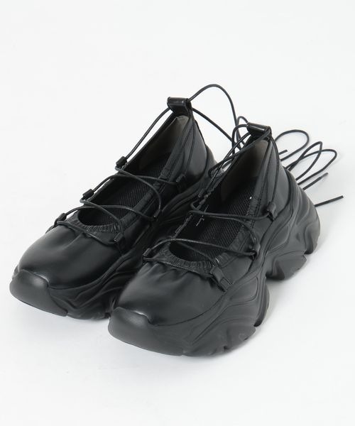 JEANASIS（ジーナシス）の「レースアップバレエスニーカー/320124（バレエシューズ・レディース・シルバー系その他/ブラック・MEDIUM/LARGE）」の6枚目の写真