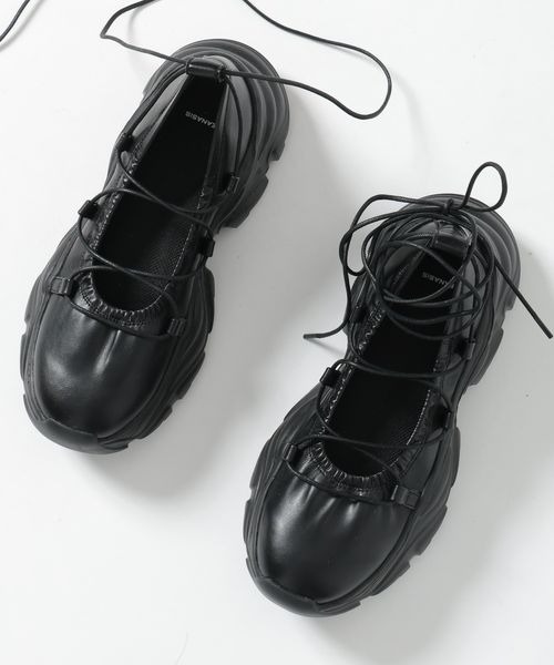 JEANASIS（ジーナシス）の「レースアップバレエスニーカー/320124（バレエシューズ・レディース・シルバー系その他/ブラック・MEDIUM/LARGE）」の5枚目の写真