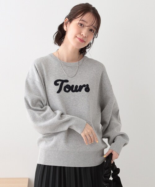 SHOO・LA・RUE(シューラルー)の「【洗える/S-LL/ちくちくしにくい】大人のための ロゴ入りスウェットライクニット(ニット/セーター・レディース・アイボリー/ライトグレー/ネイビー/ベージュ・01/02/03/04)」の10枚目の写真