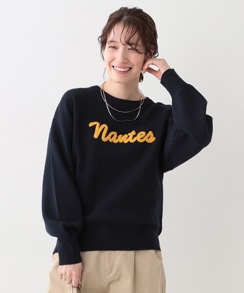 SHOO・LA・RUE(シューラルー)の「【洗える/S-LL/ちくちくしにくい】大人のための ロゴ入りスウェットライクニット(ニット/セーター・レディース・アイボリー/ライトグレー/ネイビー/ベージュ・01/02/03/04)」の14枚目の写真