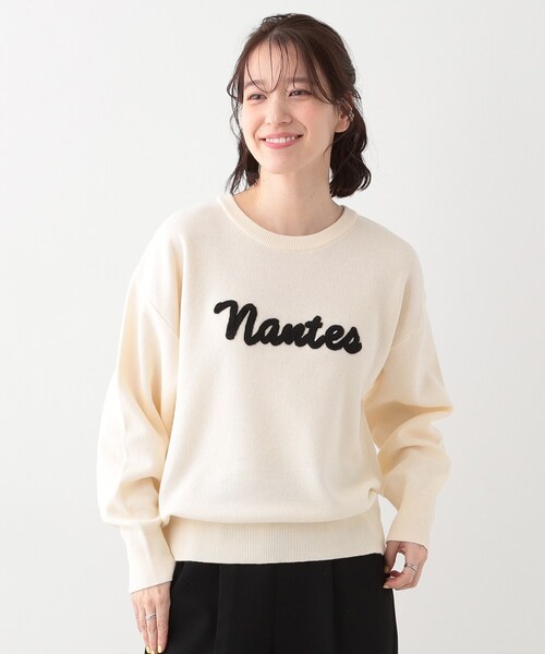 SHOO・LA・RUE(シューラルー)の「【洗える/S-LL/ちくちくしにくい】大人のための ロゴ入りスウェットライクニット(ニット/セーター・レディース・アイボリー/ライトグレー/ネイビー/ベージュ・01/02/03/04)」の22枚目の写真