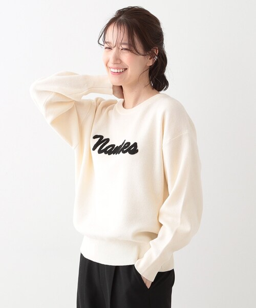 SHOO・LA・RUE(シューラルー)の「【洗える/S-LL/ちくちくしにくい】大人のための ロゴ入りスウェットライクニット(ニット/セーター・レディース・アイボリー/ライトグレー/ネイビー/ベージュ・01/02/03/04)」の21枚目の写真