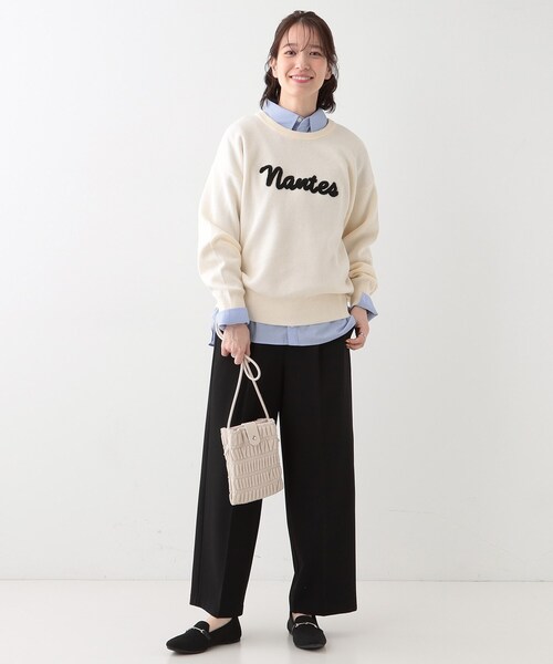 SHOO・LA・RUE(シューラルー)の「【洗える/S-LL/ちくちくしにくい】大人のための ロゴ入りスウェットライクニット(ニット/セーター・レディース・アイボリー/ライトグレー/ネイビー/ベージュ・01/02/03/04)」の20枚目の写真