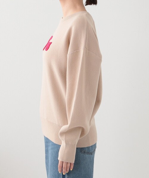 SHOO・LA・RUE(シューラルー)の「【洗える/S-LL/ちくちくしにくい】大人のための ロゴ入りスウェットライクニット(ニット/セーター・レディース・アイボリー/ライトグレー/ネイビー/ベージュ・01/02/03/04)」の17枚目の写真