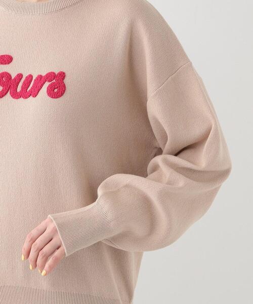 STONE  コンパスロゴ 刺繍 コットンウール　　　　ニット L 洗える/S-LL/ちくちくしにくい】ロゴ入りスウェットライクニット