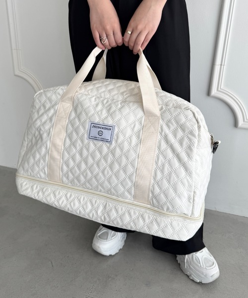 wears(ウェアーズ)の「大容量 キルティング軽量トラベルボストンバッグ(ボストンバッグ・メンズ・ブラック/ホワイト/ピンク・FREE)」の9枚目の写真