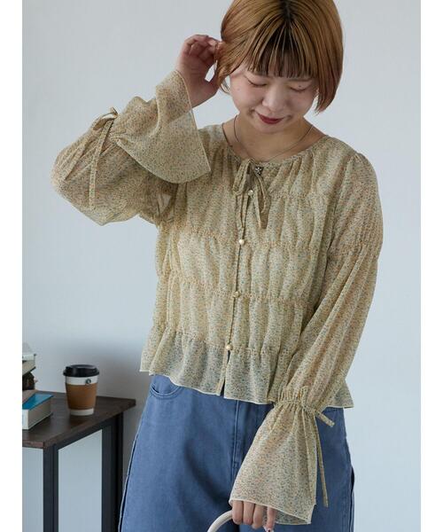 ehka sopo(エヘカソポ)の「小花柄リボンシャーリングブラウス(シャツ/ブラウス・レディース・ミント/イエロー/ブラック・F)」の6枚目の写真