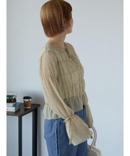 ehka sopo(エヘカソポ)の「小花柄リボンシャーリングブラウス(シャツ/ブラウス・レディース・ミント/イエロー/ブラック・F)」の7枚目の写真