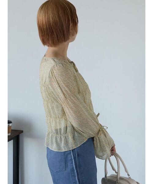 ehka sopo(エヘカソポ)の「小花柄リボンシャーリングブラウス(シャツ/ブラウス・レディース・ミント/イエロー/ブラック・F)」の8枚目の写真