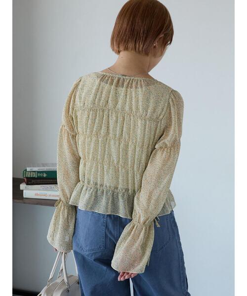 ehka sopo(エヘカソポ)の「小花柄リボンシャーリングブラウス(シャツ/ブラウス・レディース・ミント/イエロー/ブラック・F)」の9枚目の写真