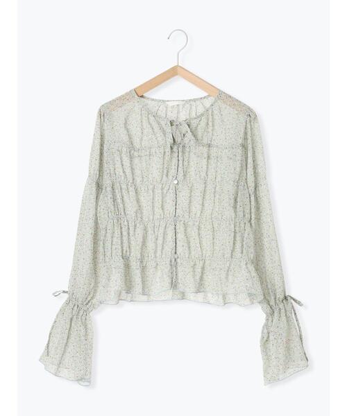 ehka sopo(エヘカソポ)の「小花柄リボンシャーリングブラウス(シャツ/ブラウス・レディース・ミント/イエロー/ブラック・F)」の14枚目の写真