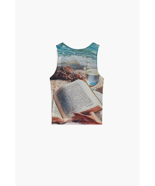 tシャツ ビーチリーディングプリントタンクトップ ノースリーブlibro レディース ビーチリーディングプリントタンクトップ ノースリーブlibro（T