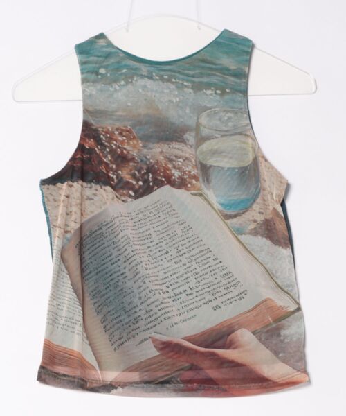 tシャツ ビーチリーディングプリントタンクトップ ノースリーブlibro レディース ビーチリーディングプリントタンクトップ ノースリーブlibro（T