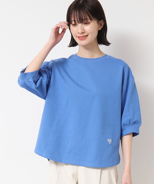 Dessin(デッサン)の「【360度可愛い・洗える】バックヘンリーカットソー(5分袖/XS~L)(Tシャツ/カットソー・レディース・ホワイト系/グレー/イエロー系その他/ネイビー/ブルー/ナチュラル/キャメル/イエロー/チャコールグレー・00/01/02/03)」の6枚目の写真