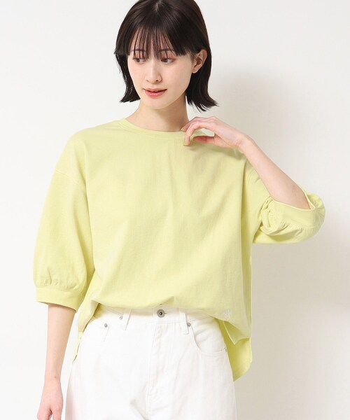 Dessin(デッサン)の「【360度可愛い・洗える】バックヘンリーカットソー(5分袖/XS~L)(Tシャツ/カットソー・レディース・ホワイト系/グレー/イエロー系その他/ネイビー/ブルー/ナチュラル/キャメル/イエロー/チャコールグレー・00/01/02/03)」の10枚目の写真