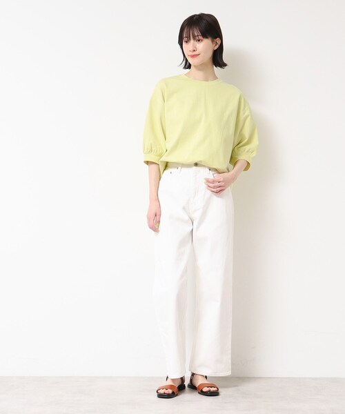 Dessin(デッサン)の「【360度可愛い・洗える】バックヘンリーカットソー(5分袖/XS~L)(Tシャツ/カットソー・レディース・ホワイト系/グレー/イエロー系その他/ネイビー/ブルー/ナチュラル/キャメル/イエロー/チャコールグレー・00/01/02/03)」の11枚目の写真