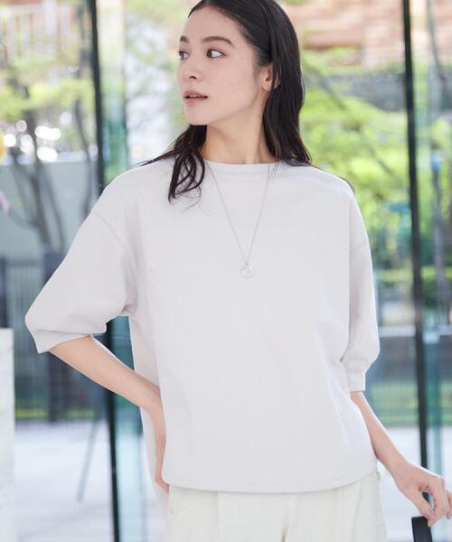Dessin(デッサン)の「【360度可愛い・洗える】バックヘンリーカットソー(5分袖/XS~L)(Tシャツ/カットソー・レディース・ホワイト系/グレー/イエロー系その他/ネイビー/ブルー/ナチュラル/キャメル/イエロー/チャコールグレー・00/01/02/03)」の13枚目の写真