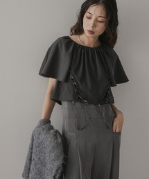 rectangle（レクタングル）の「フレア袖レースアップトップス【セットアップ可】【サイズ展開】（シャツ/ブラウス）」