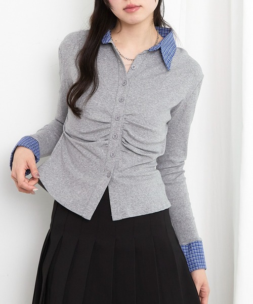 paravion（パラビオン）の「シャツレイヤードトップス（シャツ/ブラウス・レディース・グレー/ブラック/ホワイト・FREE）」の3枚目の写真