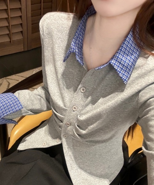 paravion（パラビオン）の「シャツレイヤードトップス（シャツ/ブラウス・レディース・グレー/ブラック/ホワイト・FREE）」の7枚目の写真