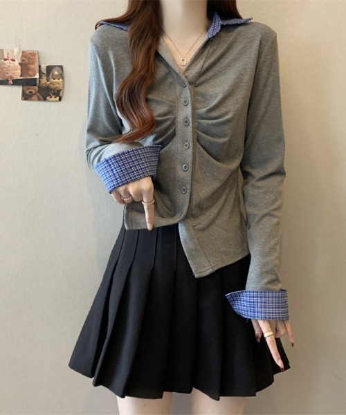 paravion（パラビオン）の「シャツレイヤードトップス（シャツ/ブラウス・レディース・グレー/ブラック/ホワイト・FREE）」の8枚目の写真