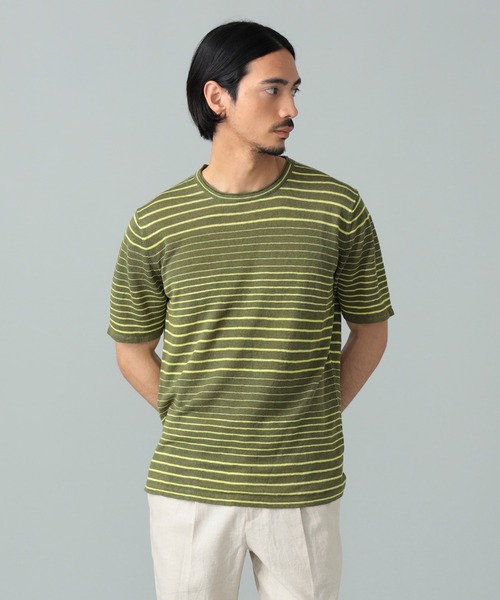 ROBERTO COLLINA(ロベルトコリーナ)の「ROBERTO COLLINA / リネン ボーダー クルーネック ニット(Tシャツ/カットソー・メンズ・オリーブ/ブラウン系その他4・52 8R/50 8R/48 8R/46 8R)」の12枚目の写真