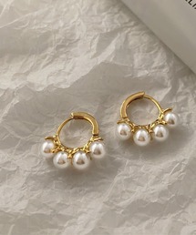 YU-KA:大きめパールラインフープピアス big Pearl line hoop pierce