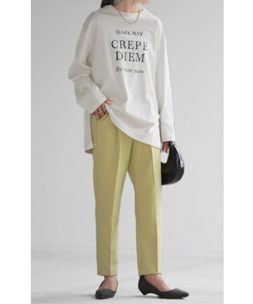 HUG.U（ハグユー）の「美活。テーパードカラーパンツ きれいめスタイル（スラックス・レディース・レモンイエロー/グレイッシュベージュ/ブラック/ライトブルー/ライトベージュ/ダークベージュ/ネイビー/オレンジ/テラコッタ/ピンク・L/M/LL）」の14枚目の写真