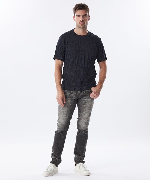 EPOCA UOMO(エポカウォモ)の「*Safari5月号掲載*ガーメントプリーツプリントカットソー(Tシャツ/カットソー・メンズ・ダークネイビー/ライトグレー・48/46)」の4枚目の写真