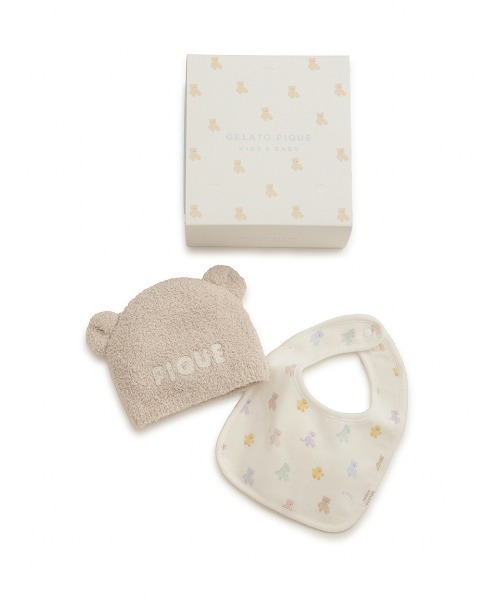 gelato pique(ジェラートピケ)の「【ラッピング済み】【BABY】ベアニットキャップ&スタイ2点セット ギフトBOX(ベビーギフト・キッズ・ブルー/ベージュ/ピンク・FREE)」の21枚目の写真