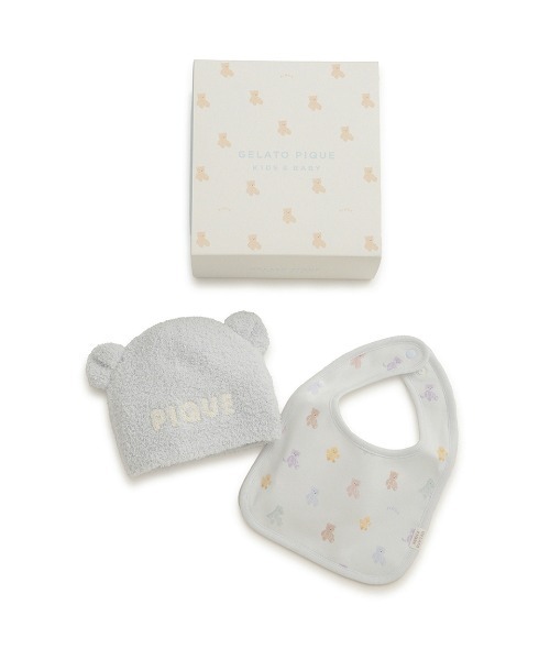 gelato pique(ジェラートピケ)の「【ラッピング済み】【BABY】ベアニットキャップ&スタイ2点セット ギフトBOX(ベビーギフト・キッズ・ブルー/ベージュ/ピンク・FREE)」の22枚目の写真
