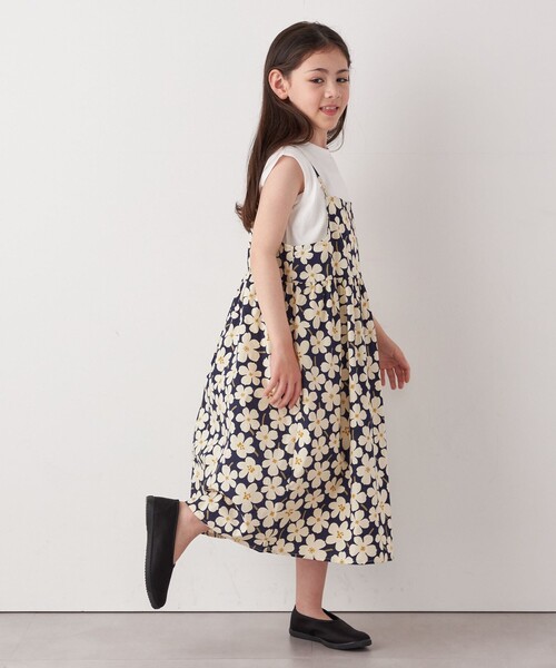 SHIPSany★タイニーフラワー　コットンワンピース YUNA SHEEP】Lilyラインフラワーカシュクールワンピース | 小柄