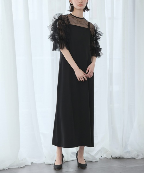 LOWO(ロワ)の「シースルートップス 半袖 チュール フリルスリーブ シアートップス レイヤードトップス 結婚式 パーティー オケージョン お呼ばれ(シャツ/ブラウス・レディース・ホワイト/ブラック/グレー・FREE)」の15枚目の写真