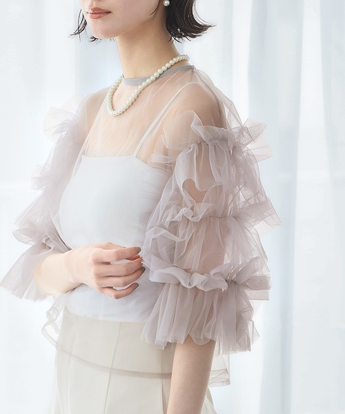 Pearl Volume Sleeve Topsパールボリュームスリーブトップス チュール 