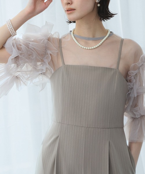 LOWO(ロワ)の「シースルートップス 半袖 チュール フリルスリーブ シアートップス レイヤードトップス 結婚式 パーティー オケージョン お呼ばれ(シャツ/ブラウス・レディース・ホワイト/ブラック/グレー・FREE)」の18枚目の写真