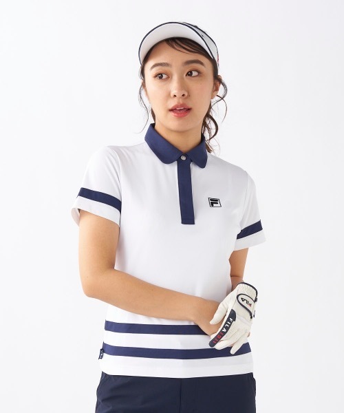 FILA GOLF（フィラゴルフ ）の「【FILA GOLF/フィラゴルフ】レディース半袖シャツ　ゴルフ　吸汗速乾　UVカット（シャツ/ブラウス・レディース・ホワイト/ライトブルー/ダークネイビー・MEDIUM/LARGE/X-LARGE）」の2枚目の写真