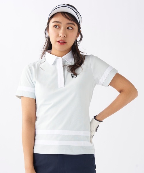 FILA GOLF（フィラゴルフ ）の「【FILA GOLF/フィラゴルフ】レディース半袖シャツ　ゴルフ　吸汗速乾　UVカット（シャツ/ブラウス・レディース・ホワイト/ライトブルー/ダークネイビー・MEDIUM/LARGE/X-LARGE）」の3枚目の写真