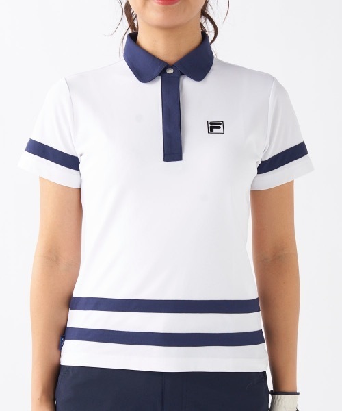 FILA GOLF（フィラゴルフ ）の「【FILA GOLF/フィラゴルフ】レディース半袖シャツ　ゴルフ　吸汗速乾　UVカット（シャツ/ブラウス・レディース・ホワイト/ライトブルー/ダークネイビー・MEDIUM/LARGE/X-LARGE）」の4枚目の写真