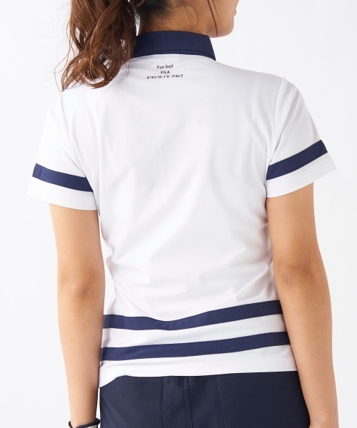 FILA GOLF（フィラゴルフ ）の「【FILA GOLF/フィラゴルフ】レディース半袖シャツ　ゴルフ　吸汗速乾　UVカット（シャツ/ブラウス・レディース・ホワイト/ライトブルー/ダークネイビー・MEDIUM/LARGE/X-LARGE）」の6枚目の写真