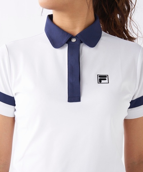 FILA GOLF（フィラゴルフ ）の「【FILA GOLF/フィラゴルフ】レディース半袖シャツ　ゴルフ　吸汗速乾　UVカット（シャツ/ブラウス・レディース・ホワイト/ライトブルー/ダークネイビー・MEDIUM/LARGE/X-LARGE）」の7枚目の写真