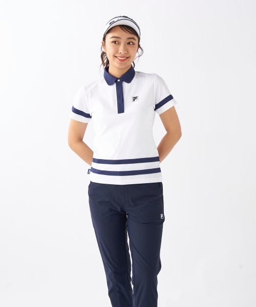 FILA GOLF（フィラゴルフ ）の「【FILA GOLF/フィラゴルフ】レディース半袖シャツ　ゴルフ　吸汗速乾　UVカット（シャツ/ブラウス・レディース・ホワイト/ライトブルー/ダークネイビー・MEDIUM/LARGE/X-LARGE）」の12枚目の写真