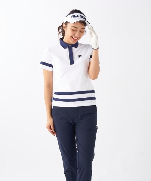 FILA GOLF（フィラゴルフ ）の「【FILA GOLF/フィラゴルフ】レディース半袖シャツ　ゴルフ　吸汗速乾　UVカット（シャツ/ブラウス・レディース・ホワイト/ライトブルー/ダークネイビー・MEDIUM/LARGE/X-LARGE）」の13枚目の写真