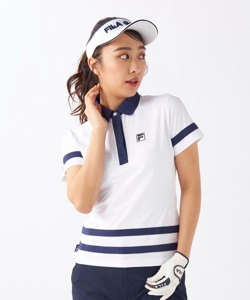 FILA GOLF（フィラゴルフ ）の「【FILA GOLF/フィラゴルフ】レディース半袖シャツ　ゴルフ　吸汗速乾　UVカット（シャツ/ブラウス・レディース・ホワイト/ライトブルー/ダークネイビー・MEDIUM/LARGE/X-LARGE）」の14枚目の写真