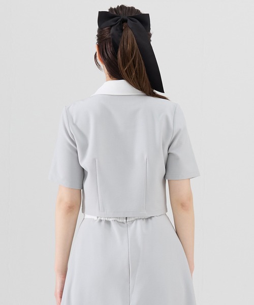 REDYAZEL（レディアゼル）の「【セットアップ可能】バイカラー半袖ショートジャケット（テーラードジャケット・レディース・ブラック/グレー/ピンク・FREE）」の17枚目の写真