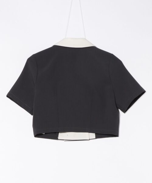 REDYAZEL（レディアゼル）の「【セットアップ可能】バイカラー半袖ショートジャケット（テーラードジャケット・レディース・ブラック/グレー/ピンク・FREE）」の8枚目の写真