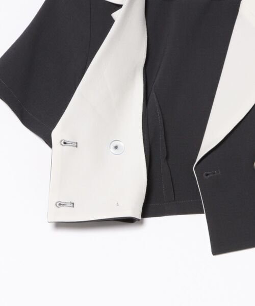 REDYAZEL（レディアゼル）の「【セットアップ可能】バイカラー半袖ショートジャケット（テーラードジャケット・レディース・ブラック/グレー/ピンク・FREE）」の9枚目の写真