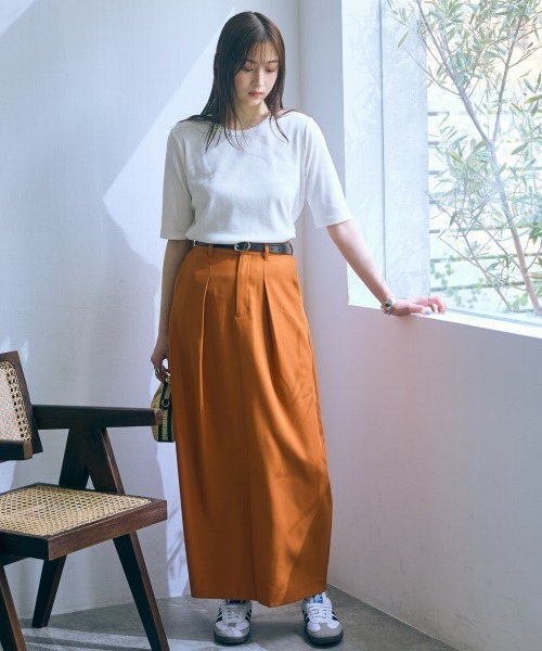 slattgir（スラットジール）の「高身長　５分袖リブTシャツ（トールサイズ）Essenave≪動画あり≫（Tシャツ/カットソー・レディース・ライトカーキ/ブラック/オフホワイト・LL/3L/4L/5L/M/L）」の11枚目の写真