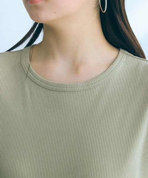 slattgir（スラットジール）の「高身長　５分袖リブTシャツ（トールサイズ）Essenave≪動画あり≫（Tシャツ/カットソー・レディース・ライトカーキ/ブラック/オフホワイト・LL/3L/4L/5L/M/L）」の18枚目の写真